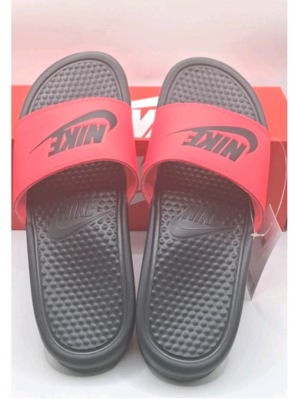 MENS NIKE BENASSI "JUST DO IT." SANDAL 605 343880-605 RED ORBIT/BLACK-SIZE 10 - Picture 4 of 7